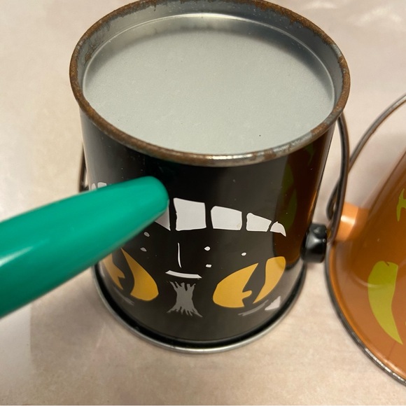 Vintage Halloween Buckets 2 mini pail Black Cat Jack O Lantern pumpkin face 90s - Picture 7 of 16